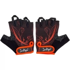 Перчатки для фитнеса женские INDIGO сетка,эластан,и/замша SB-16-1743 Черно-оранжевый L